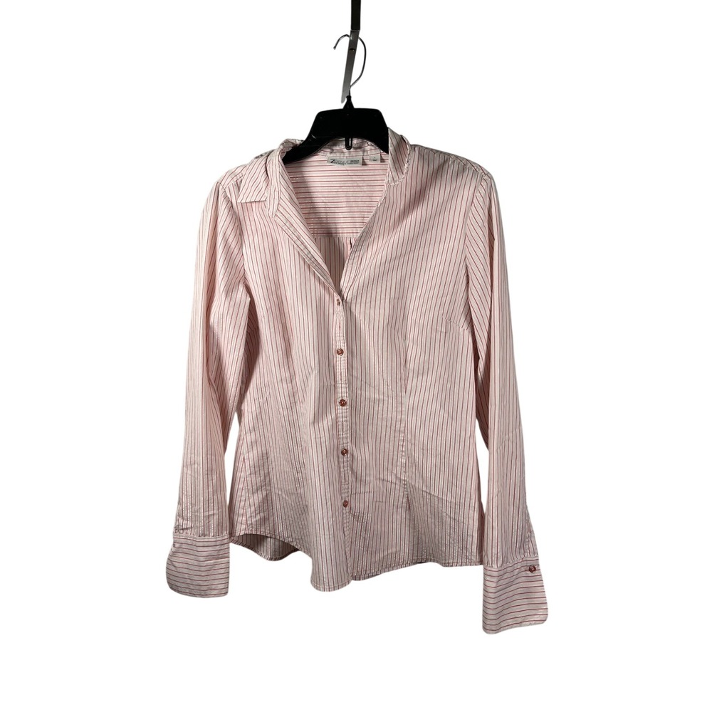 7th Avenue Design Studio New York & Company Pink Stripe Button Up Shirt Size L